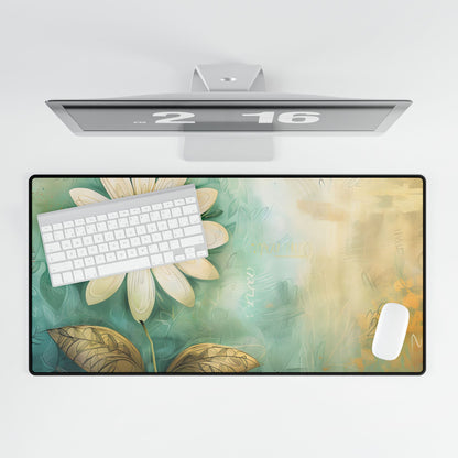 Whimsical Blooming Flower: Growth Mindset in Soft Pinks & Vibrant Reds - Desk Mat