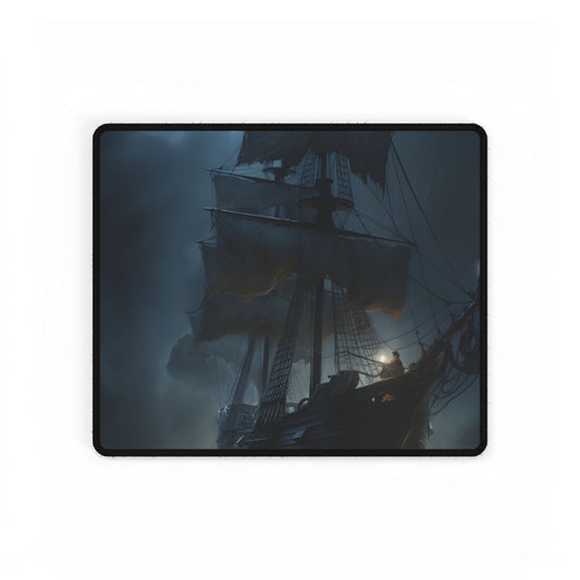 Pirate Ghost Ship Sails at Sea: Mysterious Maritime Art - Desk Mat