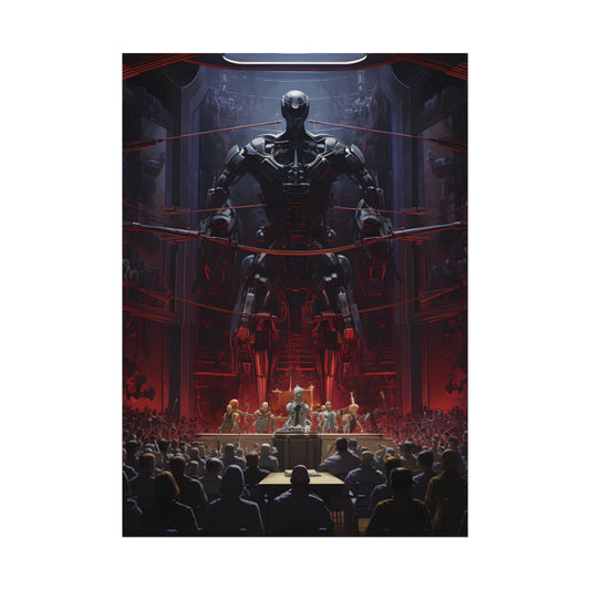 Robot Orchestra: Modern Concert Hall Scene Art - Poster