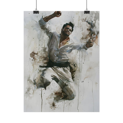 Watercolor Artwork: Man Dancing in Dynamic Movement - Poster