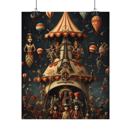 Whimsical Clockwork Circus: Fantastical Artwork in Vibrant Colors - Poster