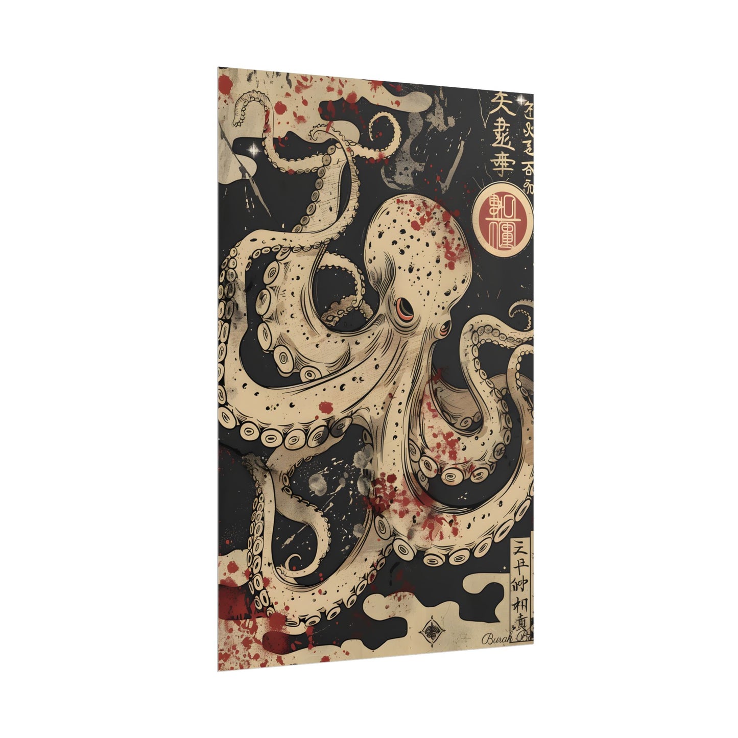 Stylized Japanese Octopus: Minimal Artwork - Poster