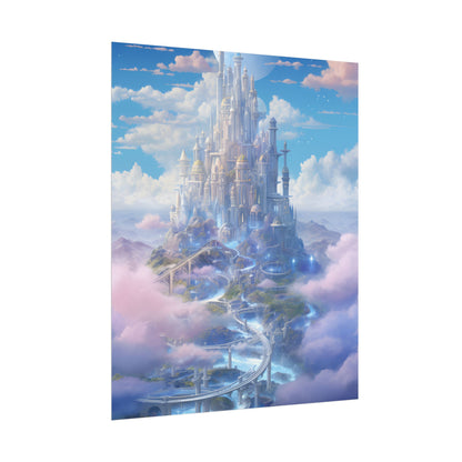 Floating City in Celestial Realm: Serene Fantasy Artwork - Poster