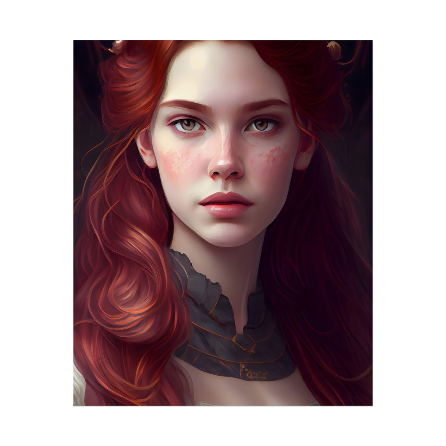 Beautiful Redhead Female Portrait: Classic Timeless Artwork - Poster