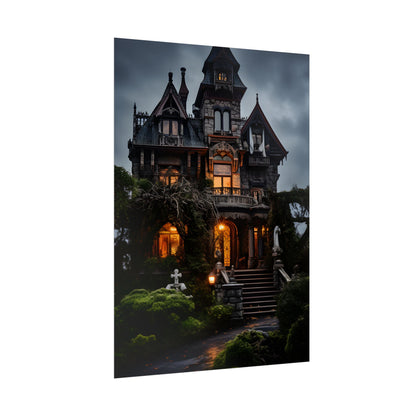 Spooky Victorian Mansion: Atmospheric Haunted Artwork - Poster