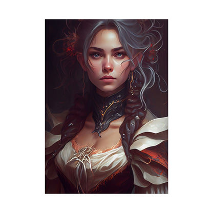 Glamorous Mid-20s Female Portrait: Black Hair Artwork - Poster