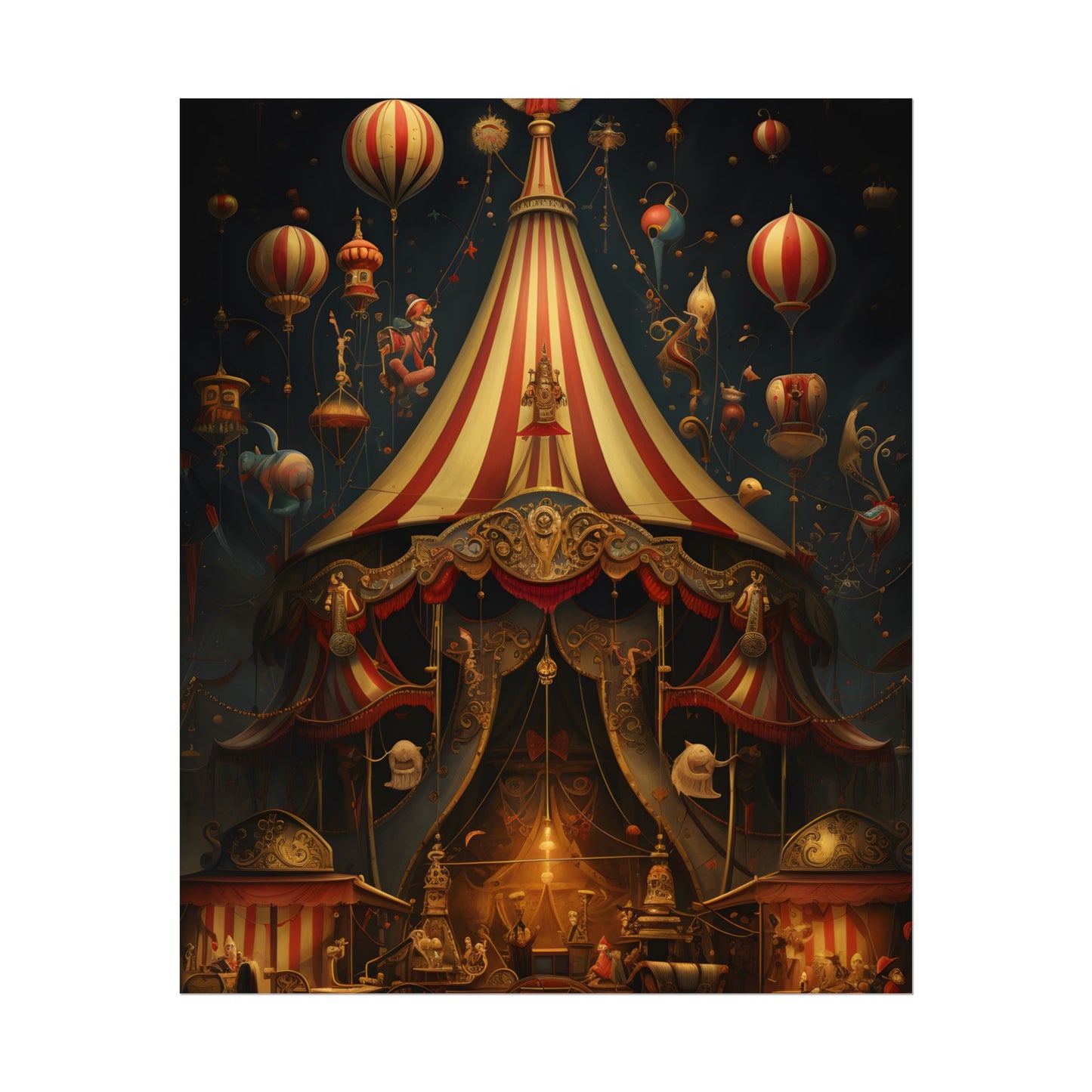 Whimsical Clockwork Circus: Fantastical Art with Vibrant Details - Poster