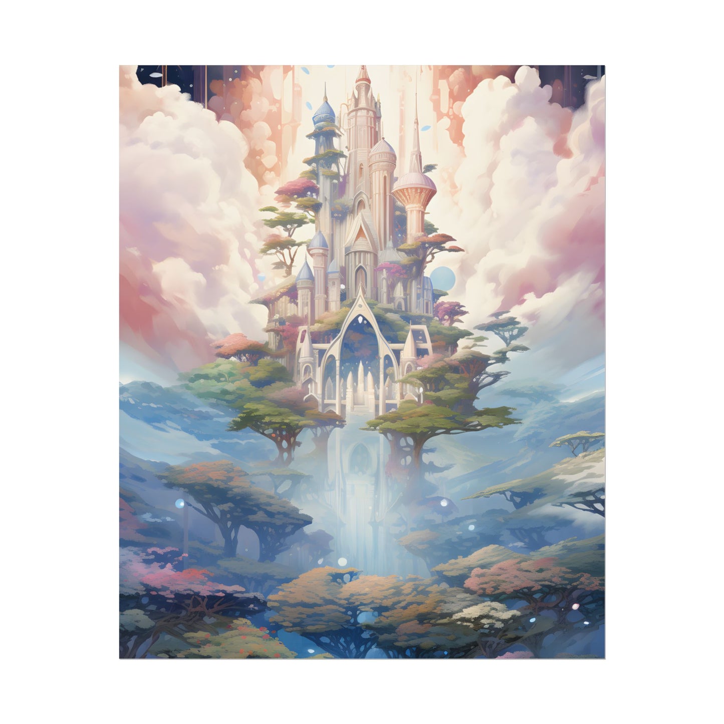 Surreal Floating City in Celestial Fantasy: A Dreamlike Digital Artwork - Poster