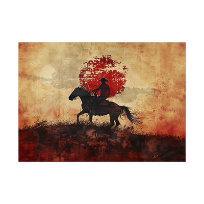 Dynamic Rodeo Scene: Earthy Tones of a Thrilling Ride - Poster