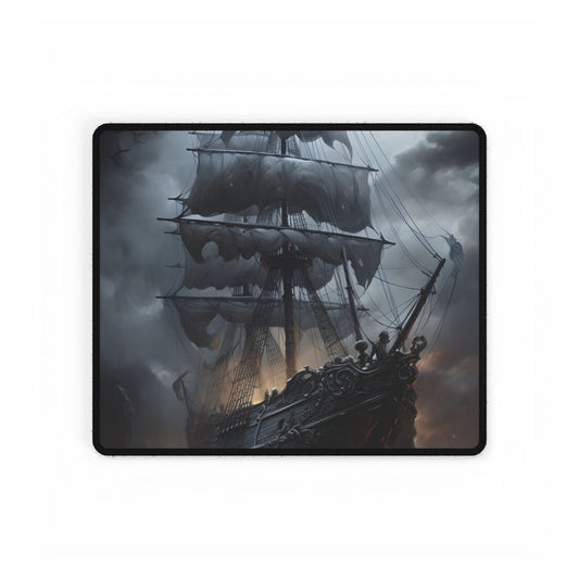 Ghostly Pirate Sails: Abandoned Ship at Sea - Desk Mat