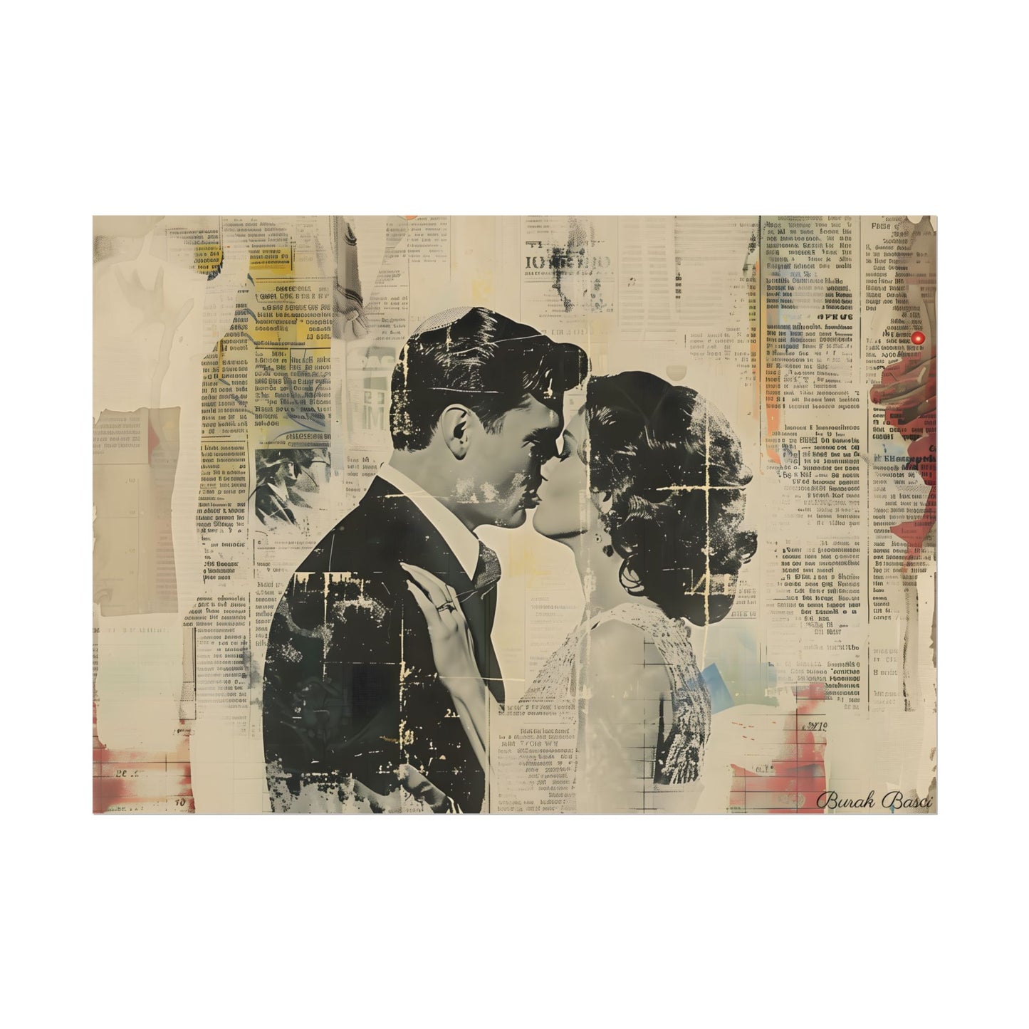Vintage Romance: Celebratory Couple Art Poster - Poster