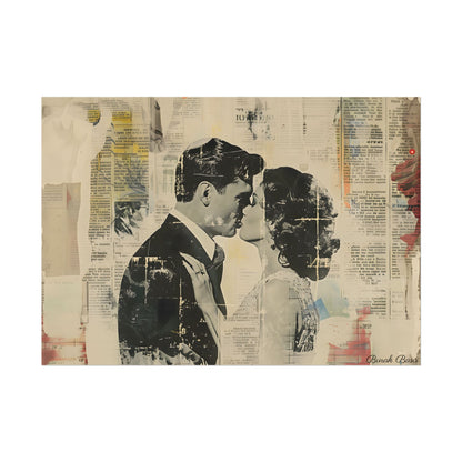 Vintage Romance: Celebratory Couple Art Poster - Poster