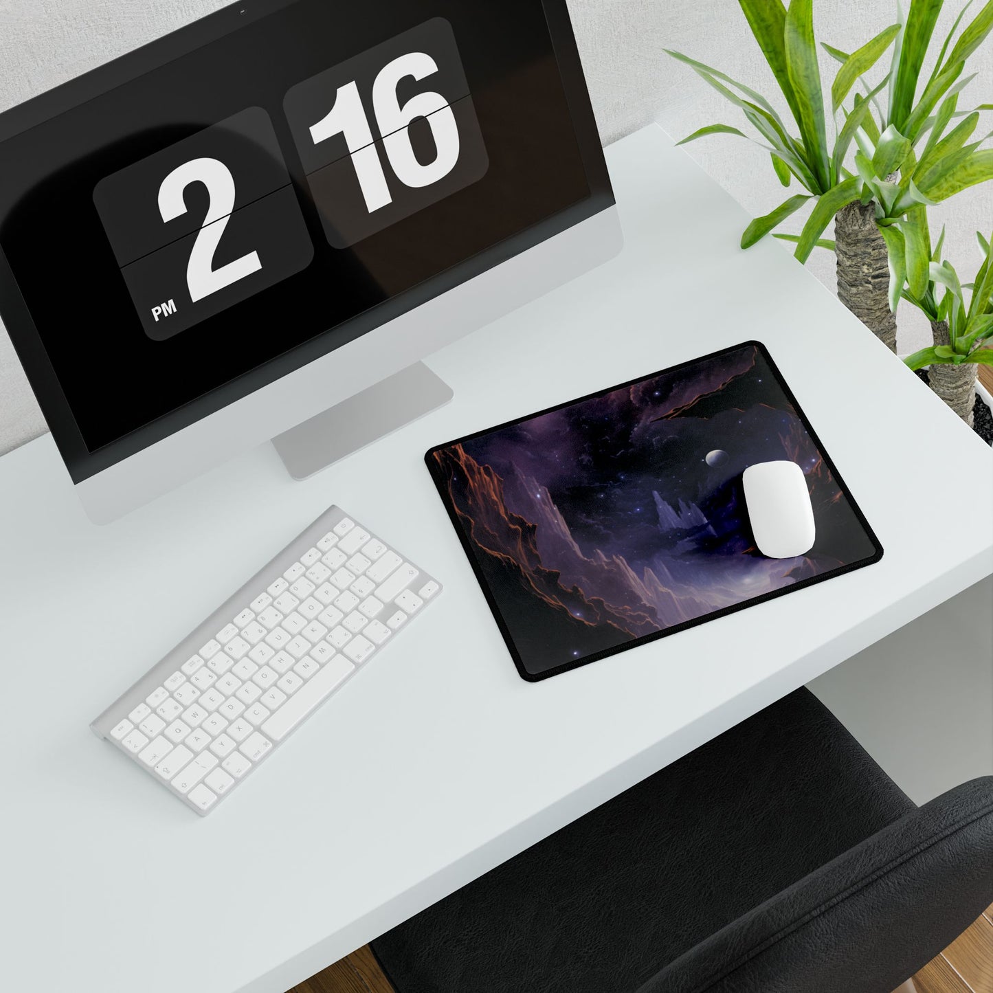 Black Hole Cosmic Odyssey: A Massive Planet's Journey Through Space - Desk Mat