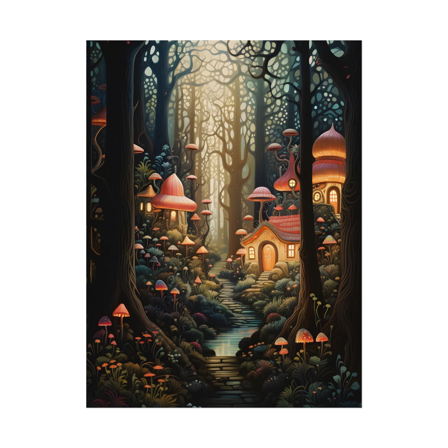 Whimsical Enchanted Forest: Illustrative Artwork - Poster