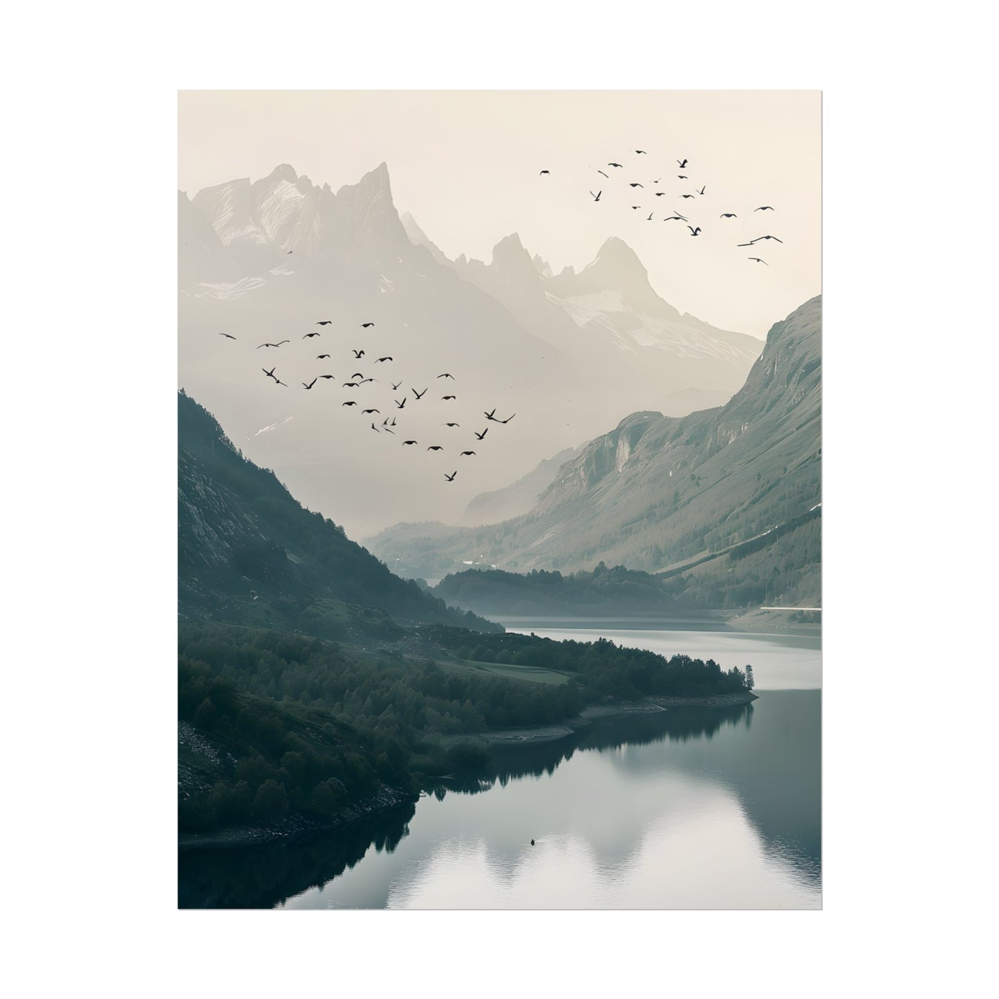 Serene Mountain Lake: A Peaceful Nature Artwork - Poster