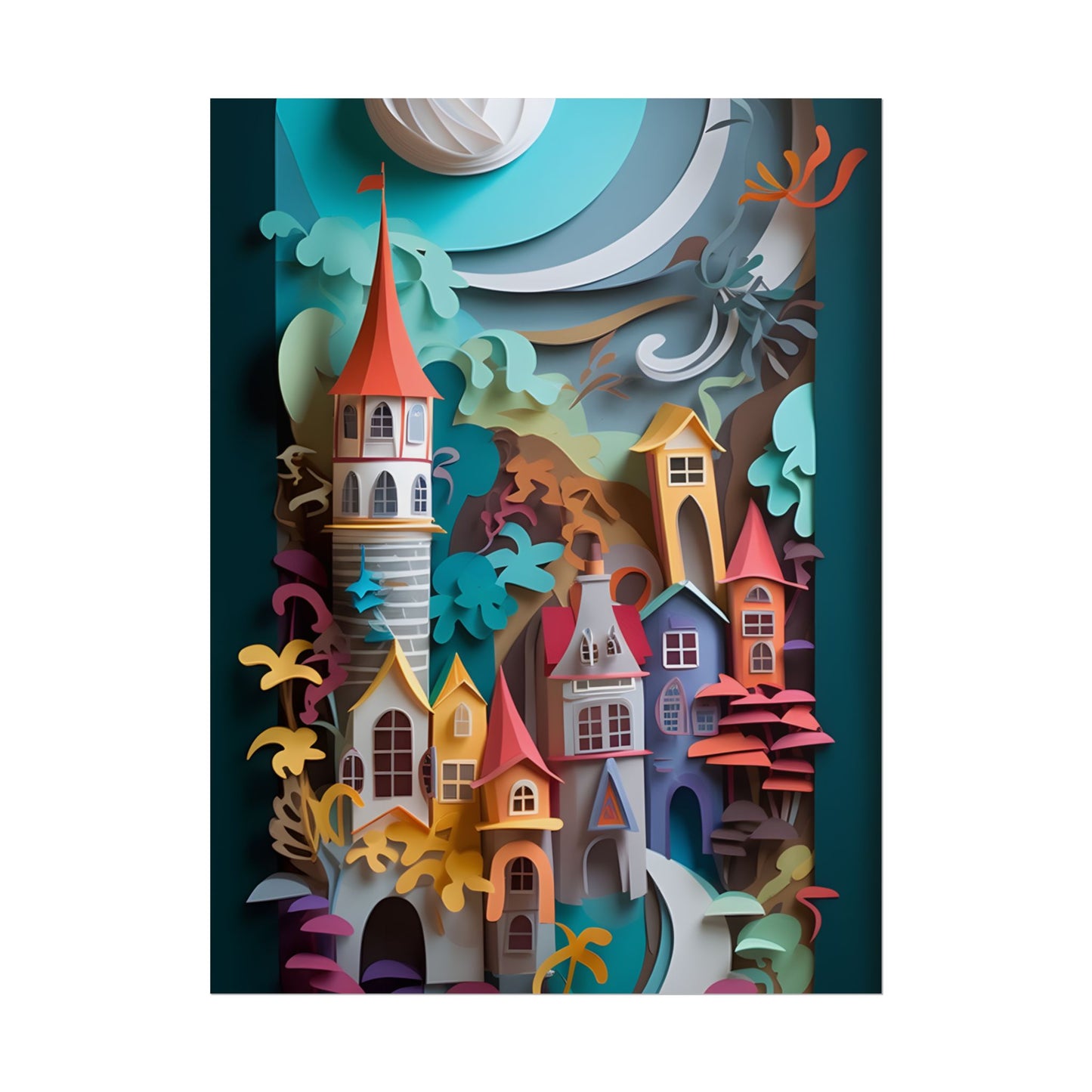Eye-Catching European Landscape: Paper Quilling Artwork - Poster