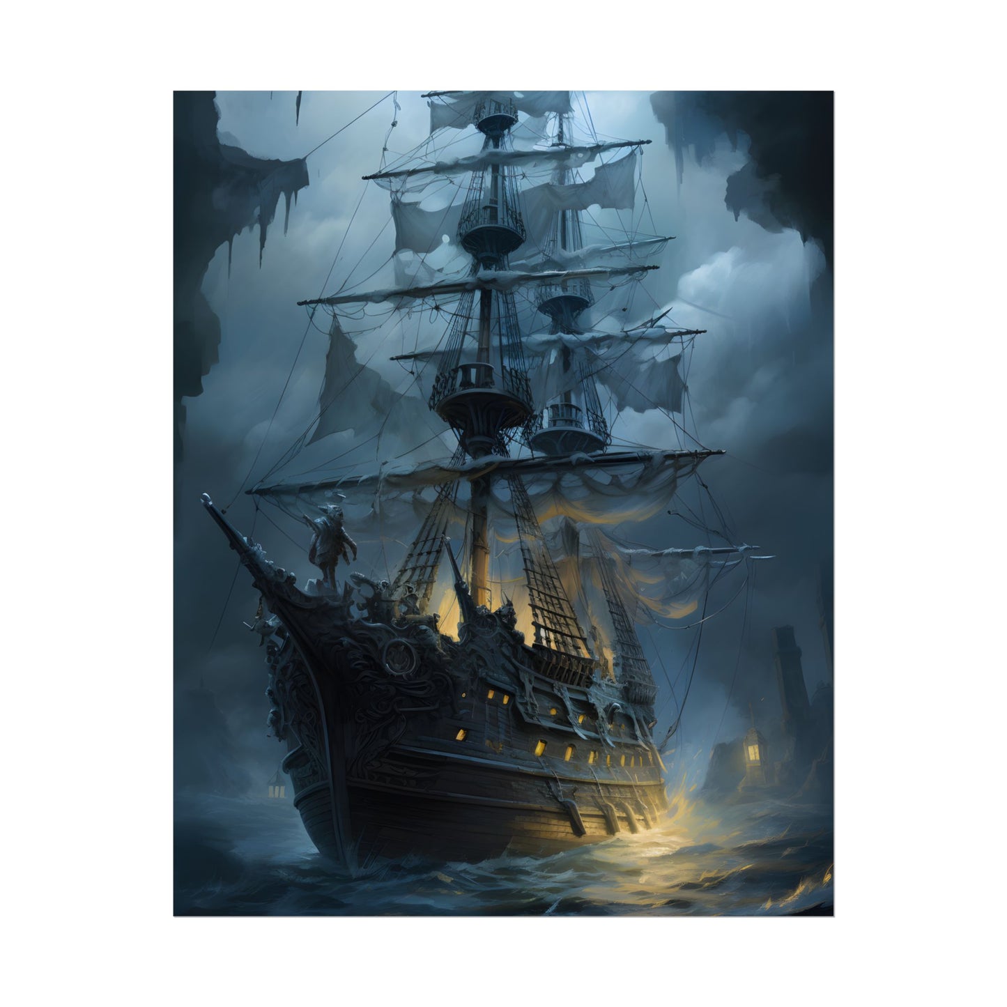 Ghost Pirate Sails: Mysterious Ocean Artwork - Poster