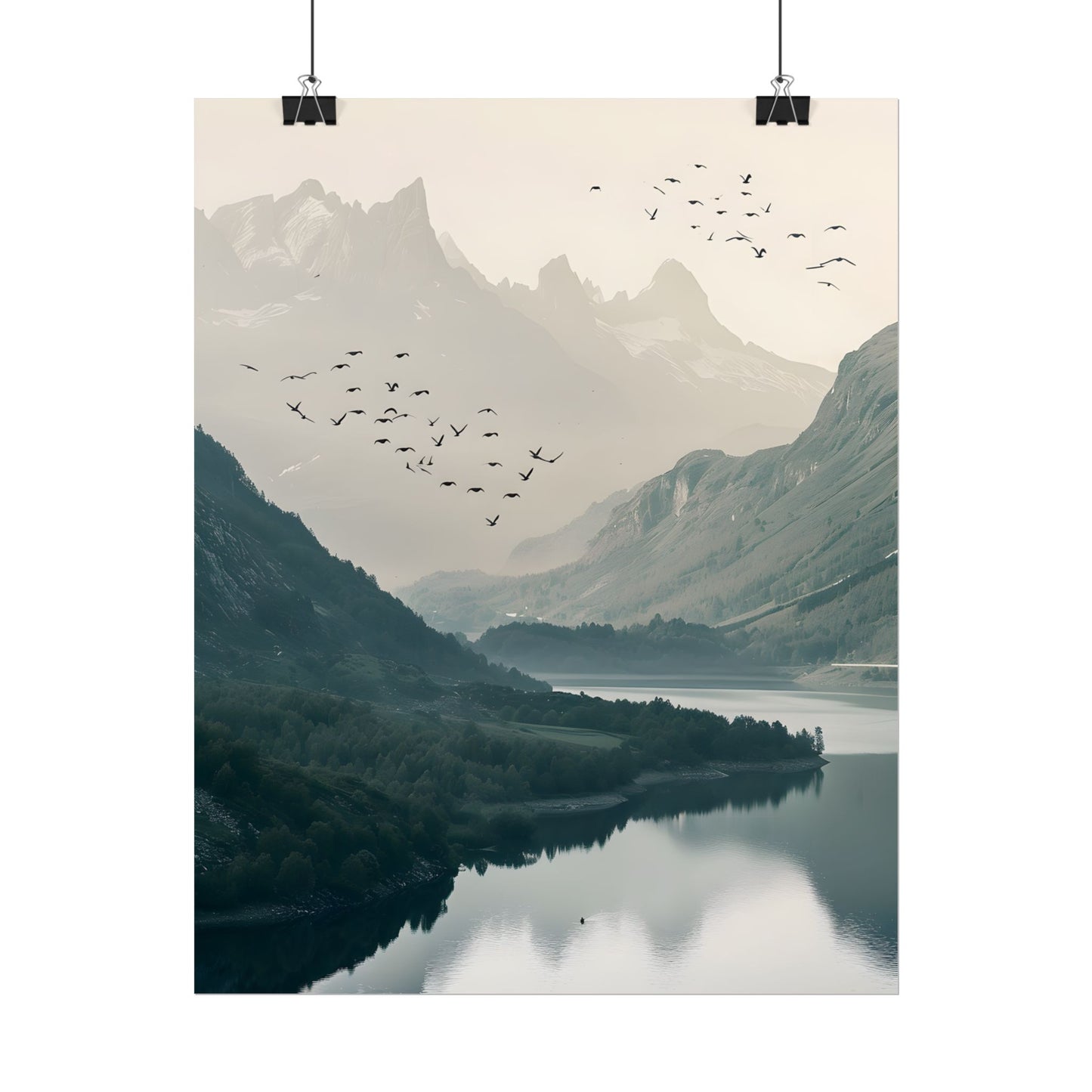 Serene Mountain Lake: A Peaceful Nature Artwork - Poster