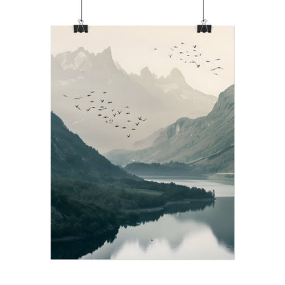 Serene Mountain Lake: A Peaceful Nature Artwork - Poster