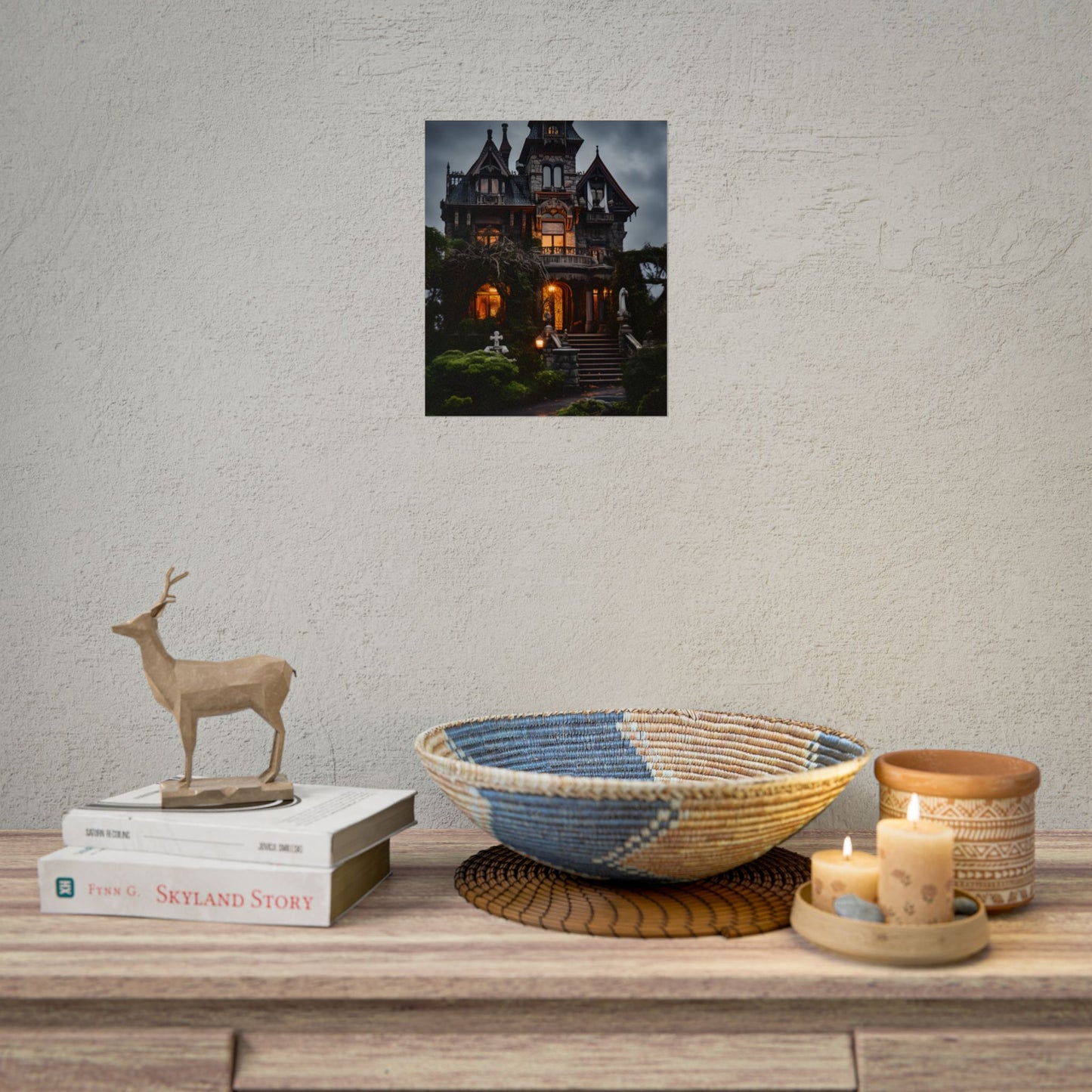 Spooky Victorian Mansion: Atmospheric Haunted Artwork - Poster