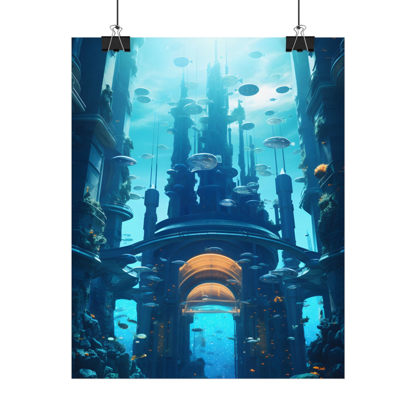 Futuristic Underwater Metropolis: Glass Cityscape - Poster