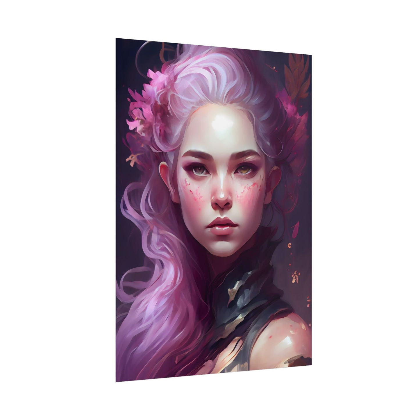 Astonishing Female Portrait with Pink Hair: Dre Artwork - Poster