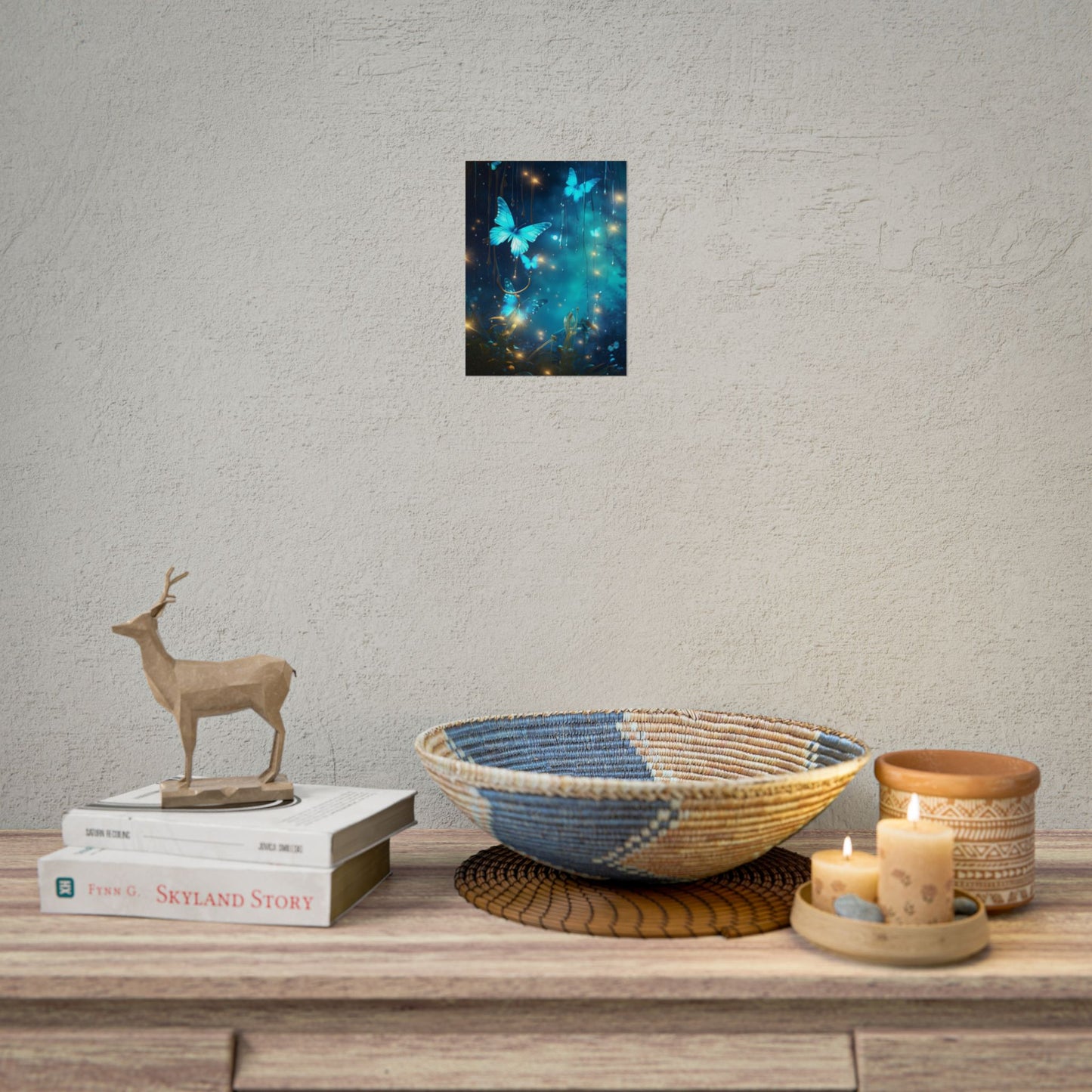 Fantasy Night Forest: Bokeh Glow Digital Artwork - Poster