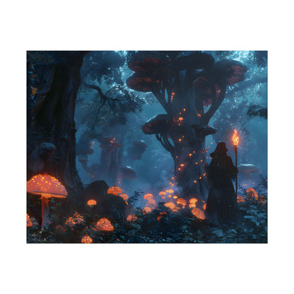 Mystical Forest Encounter: Vibrant Witch Artwork - Poster