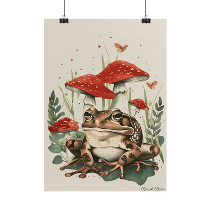 Retro Frog Smile: Colorful Mushroom Friends - Poster