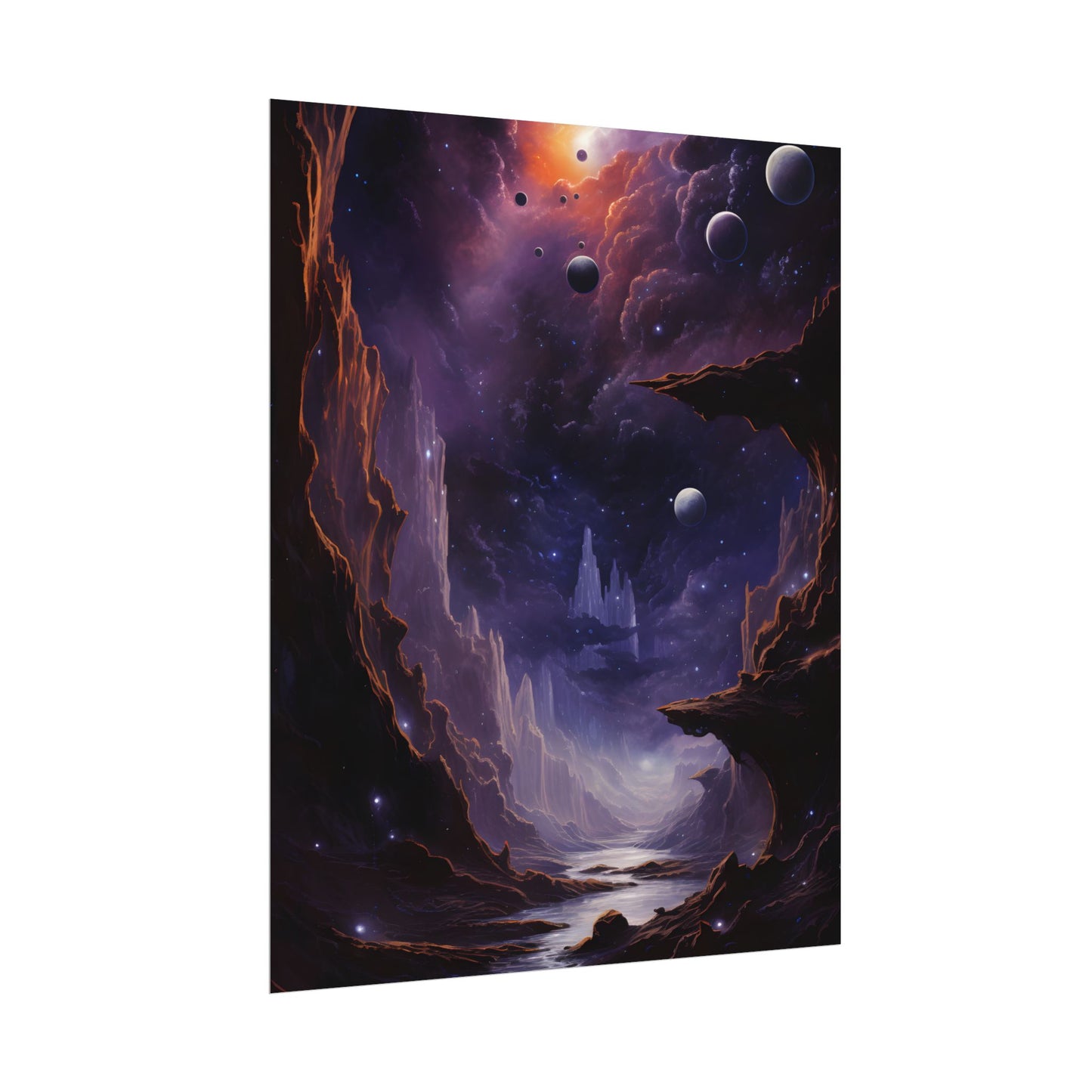 Black Hole Cosmic Odyssey: A Massive Planet's Journey Through Space - Poster