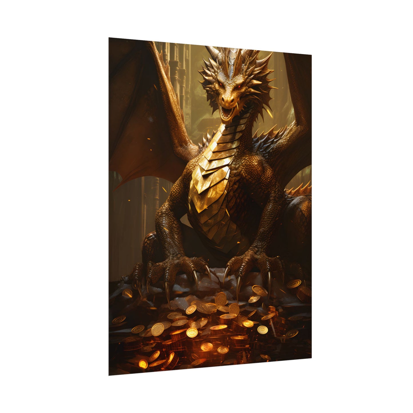 Majestic Dragon Guardian: Fantasy Artwork in a Magical Lair - Poster
