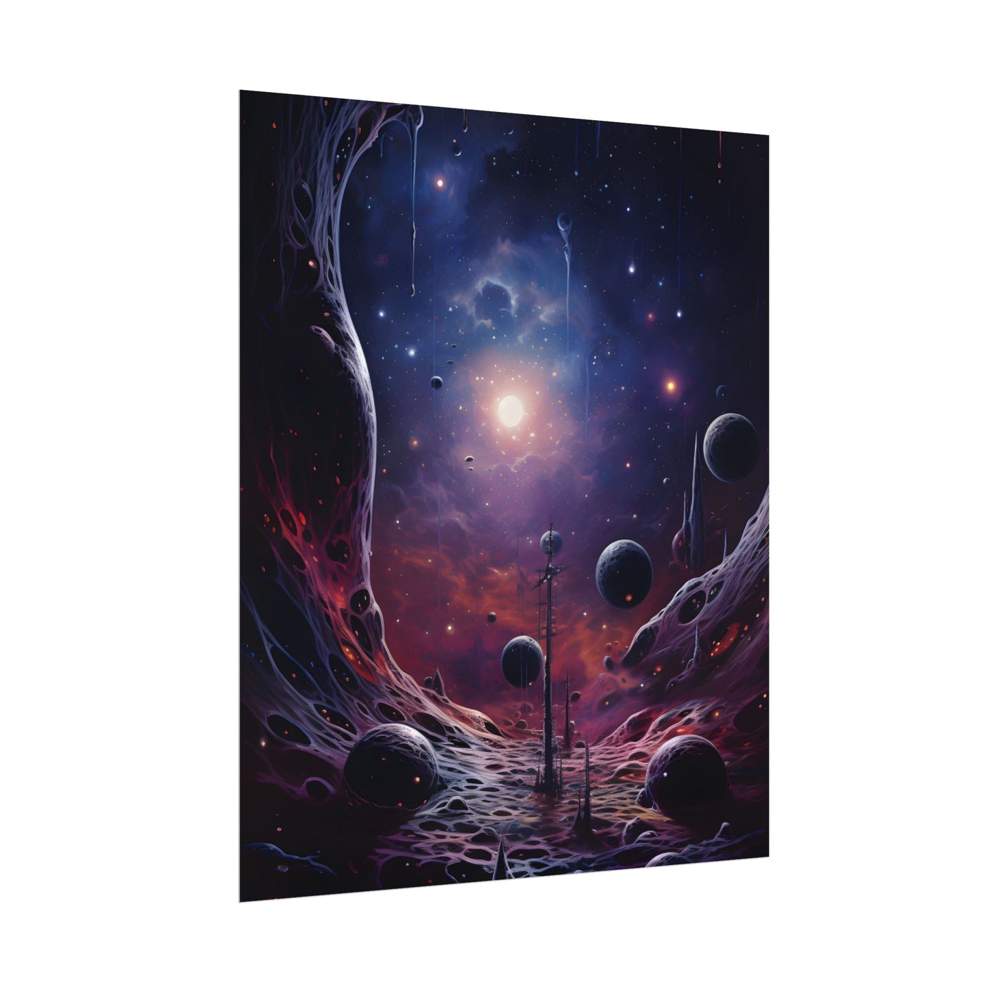 Cosmic Black Hole: Space Artwork with Planet Orbits - Poster