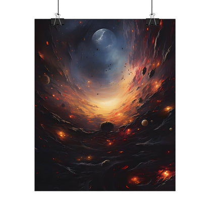Cosmic Orbit: Six Planets Swirl Around a Black Hole - Poster