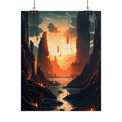 Cyberpunk Metropolis Ablaze: Nocturnal Digital Masterpiece - Poster