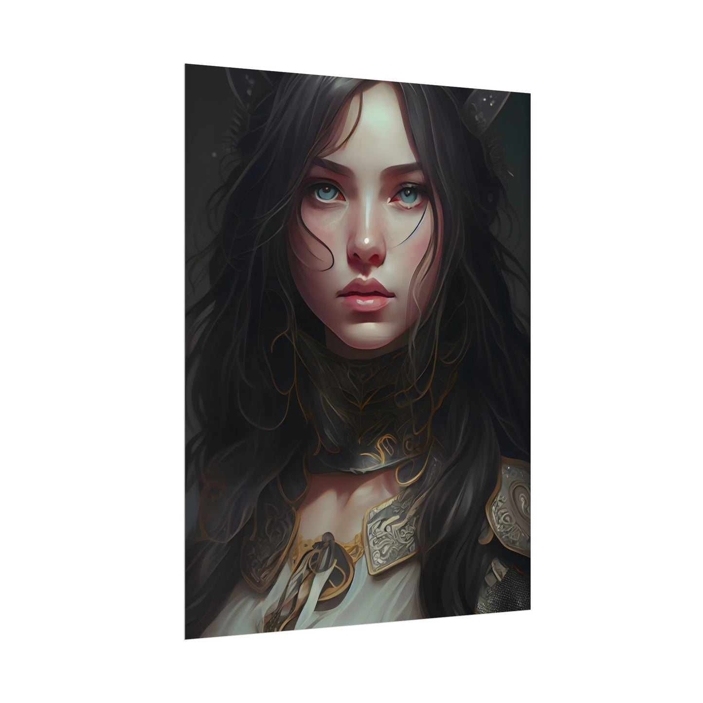 Vibrant Red Portrait: Dynamic Female Artwork - Poster