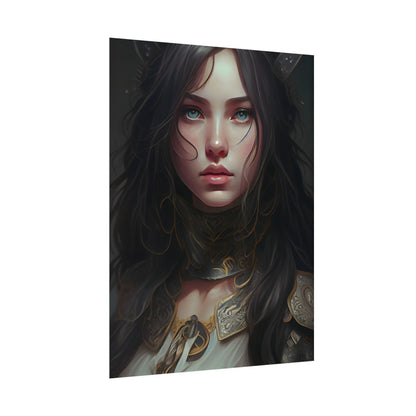 Vibrant Red Portrait: Dynamic Female Artwork - Poster