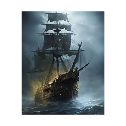 Ghostly Pirate Voyage: Historic Sea Travel Digital Art - Poster