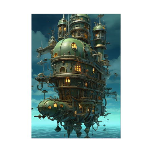 Steampunk Oceanic Odyssey: Setting Sail into Uncharted Horizons - Poster