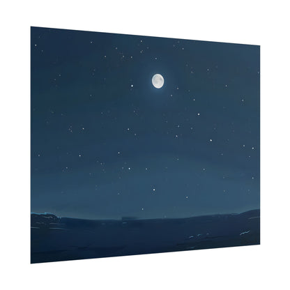 Starry Night Sky: Minimalist Beauty in Blue - Poster