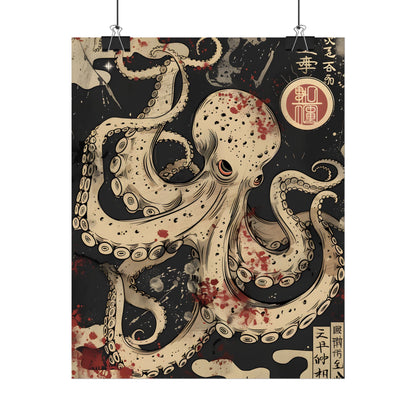 Stylized Japanese Octopus: Minimal Artwork - Poster