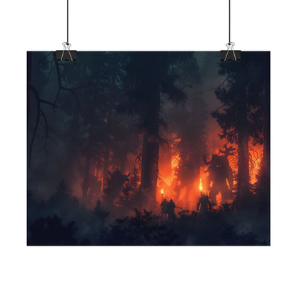 Misty Sunset Gathering: A Group in Nature's Embrace - Poster