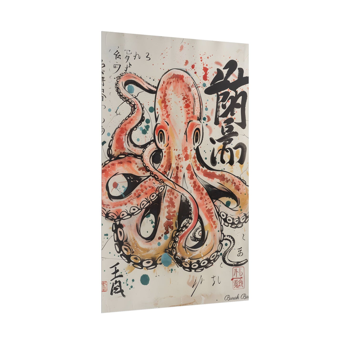 Traditional Japanese Octopus Artwork: Ukiyo-e Print - Poster