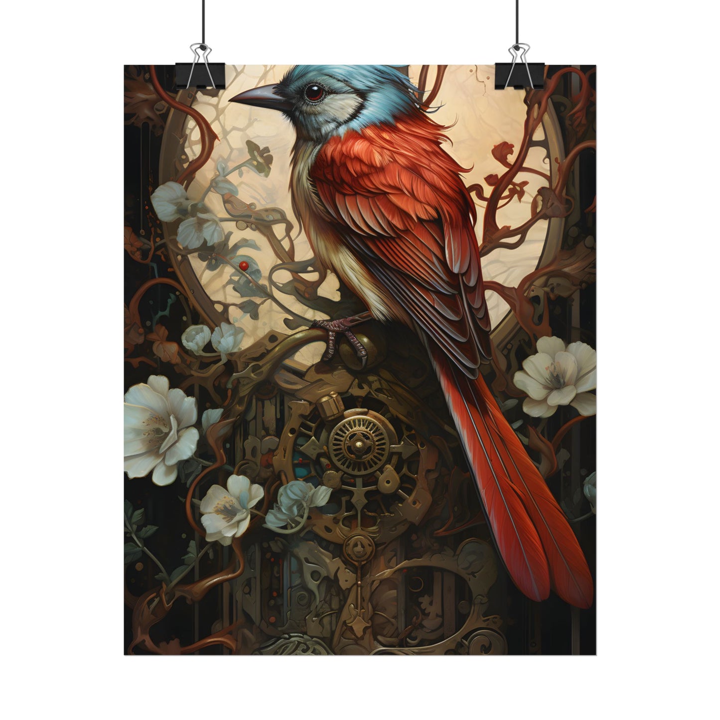 Mystical Songbird Guardian Amulet: Symbolic Artwork - Poster