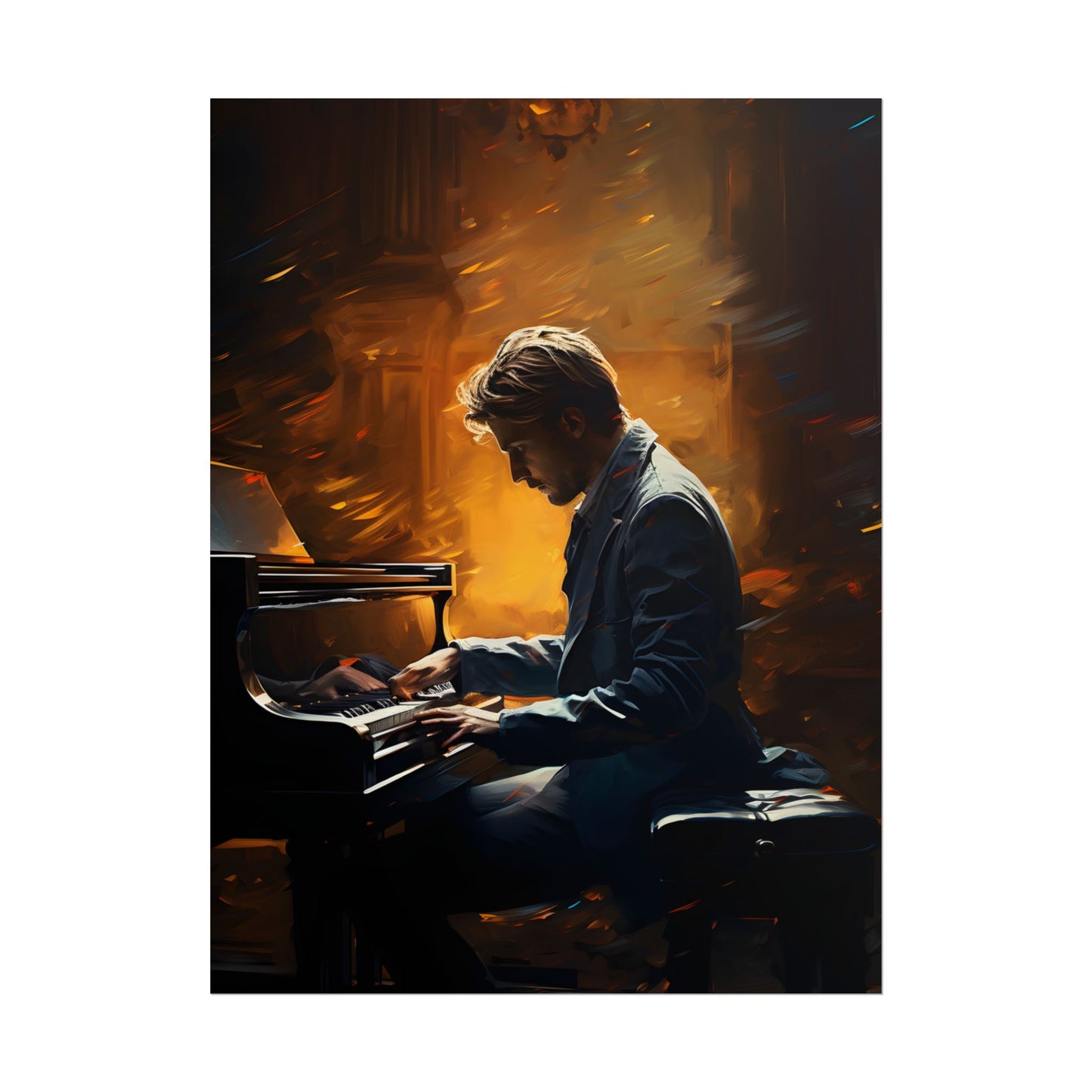 Mysterious Piano Portrait: A Dramatic Musical Masterpiece - Poster