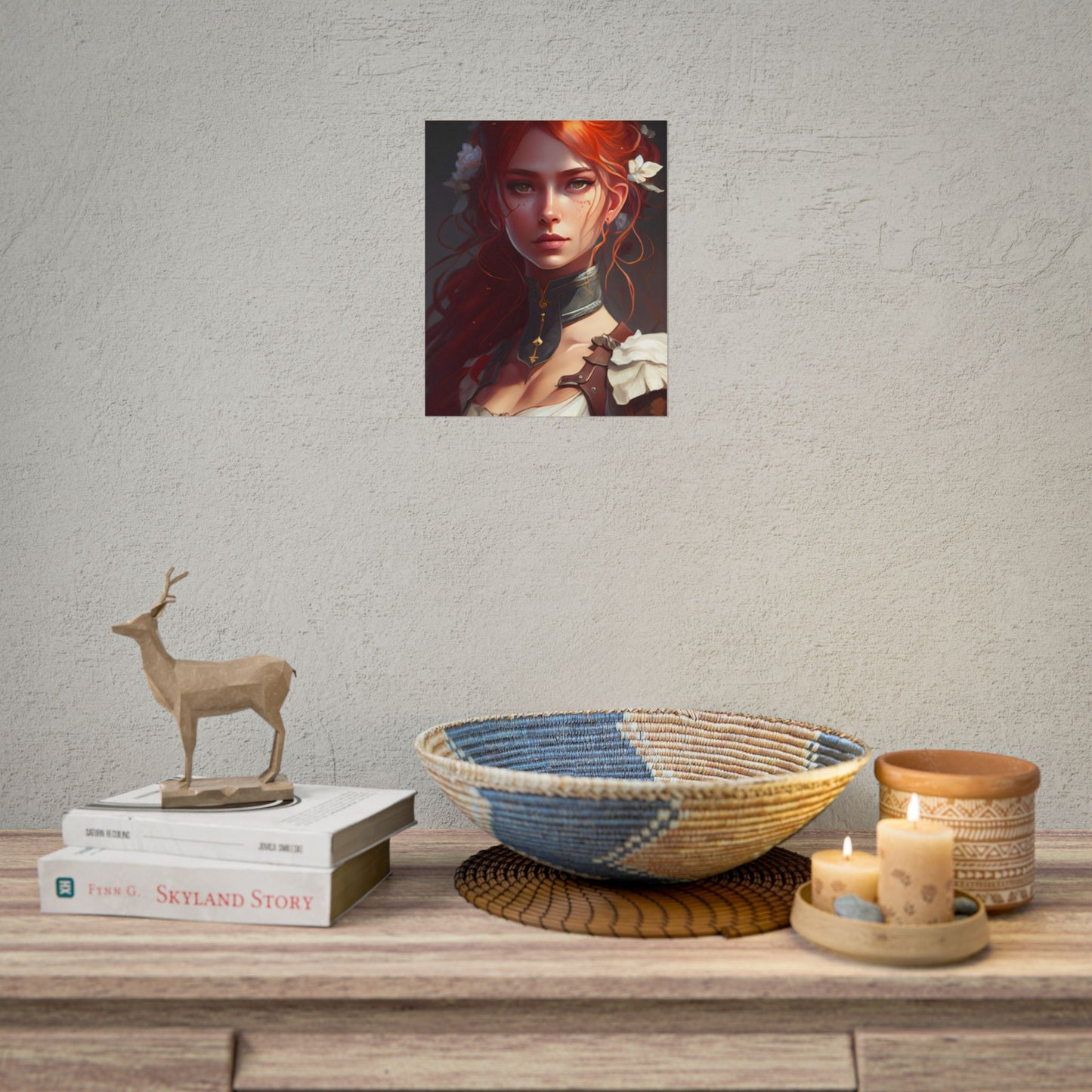 Redheaded Beauty: Formal Portrait in Dark Dress - Poster