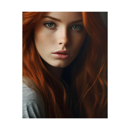 Redhead Woman in Nature: Candid Photo - Poster