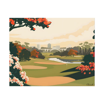Retro Golf Illustration: Classic Course Art - Poster