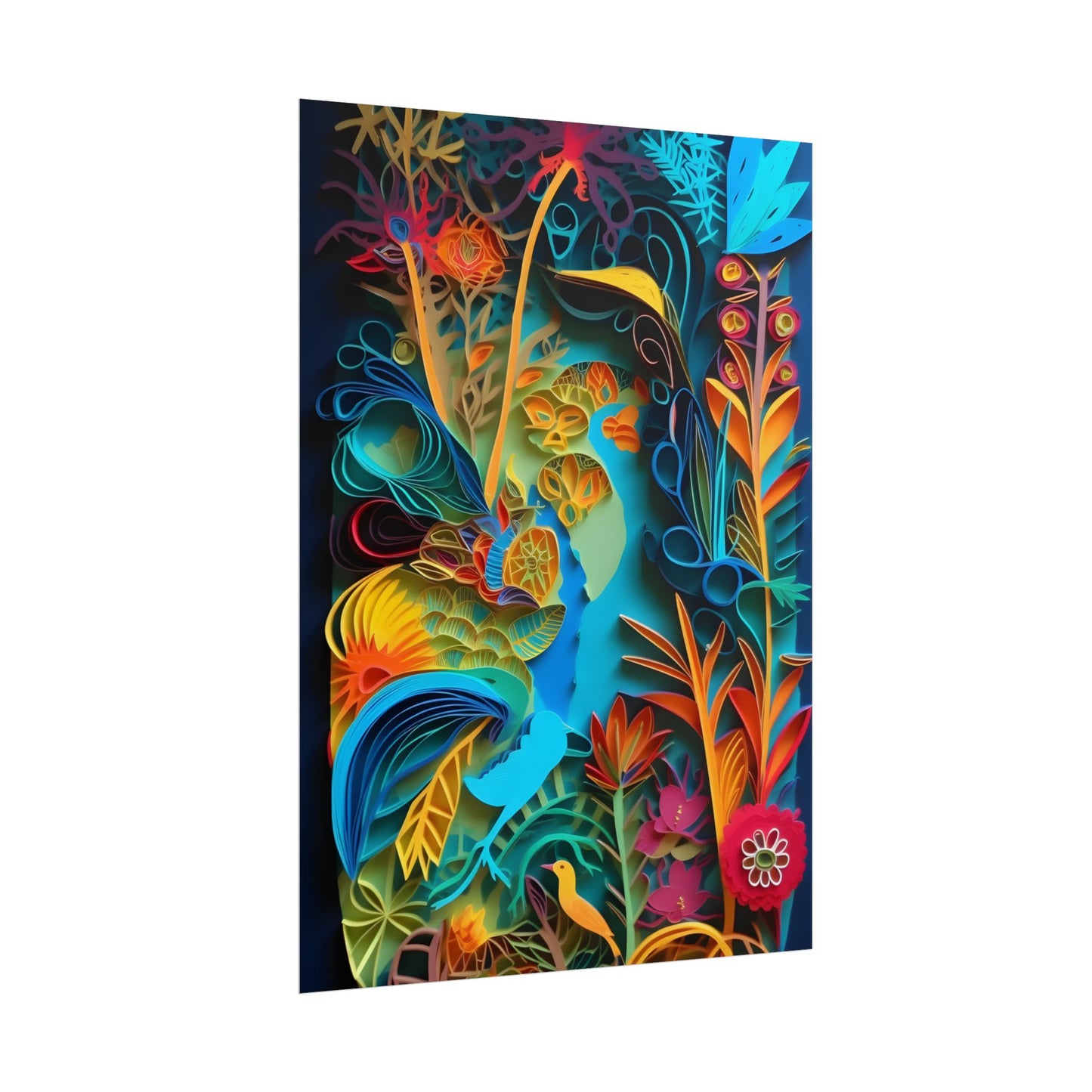 Indian Quilled Landscape: Colorful Paper Art - Poster