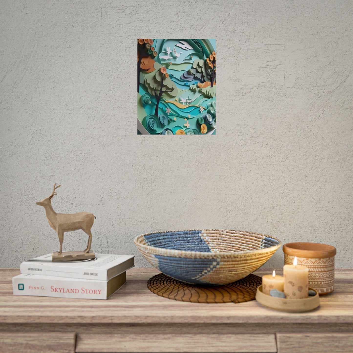 Eye-Catching Beach Landscape: Paper Quilling Art - Poster