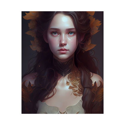 Brown Hair Female Portrait: Artistic Style Digital Art - Poster